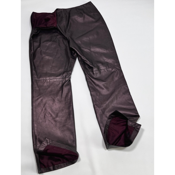 Kay Unger NY Womens Leather Pants Size 14 Burgundy Plum - Picture 10 of 10